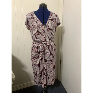 Banana Republic Faux Wrap Dress | Purple Paisley Print Sz Med Stretch NWT